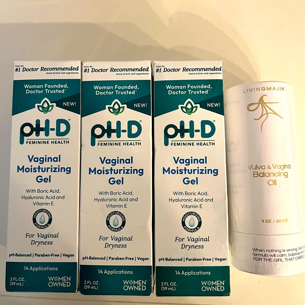 Brand new.  Unopened.  Vaginal moisturizing gel and balancing oil.